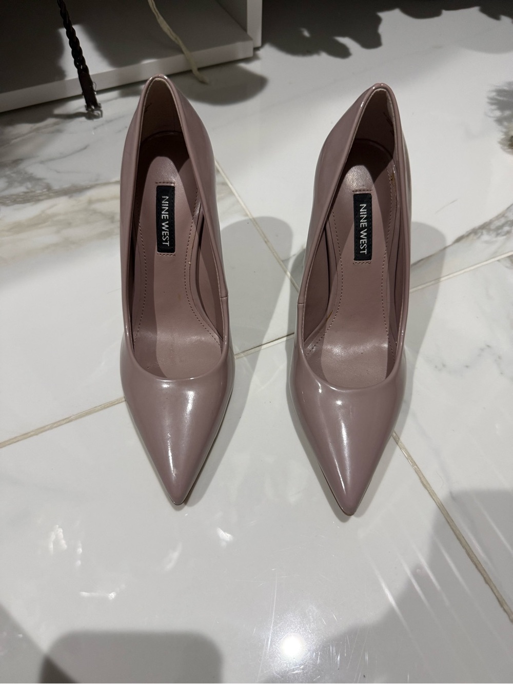 Nine West Glossy Pointed Toe Pumps in Mauve